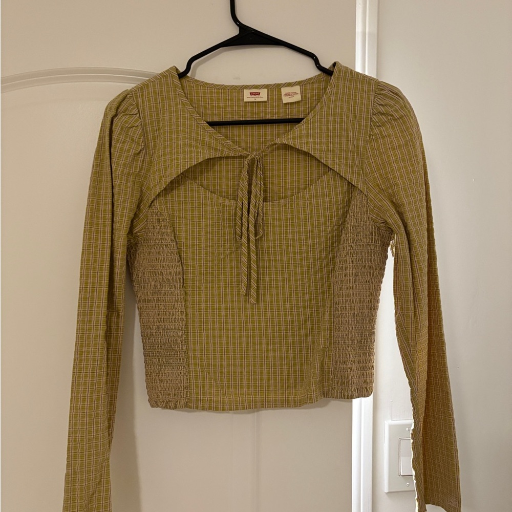 Levi’s Pink and Green Plaid Women's Top